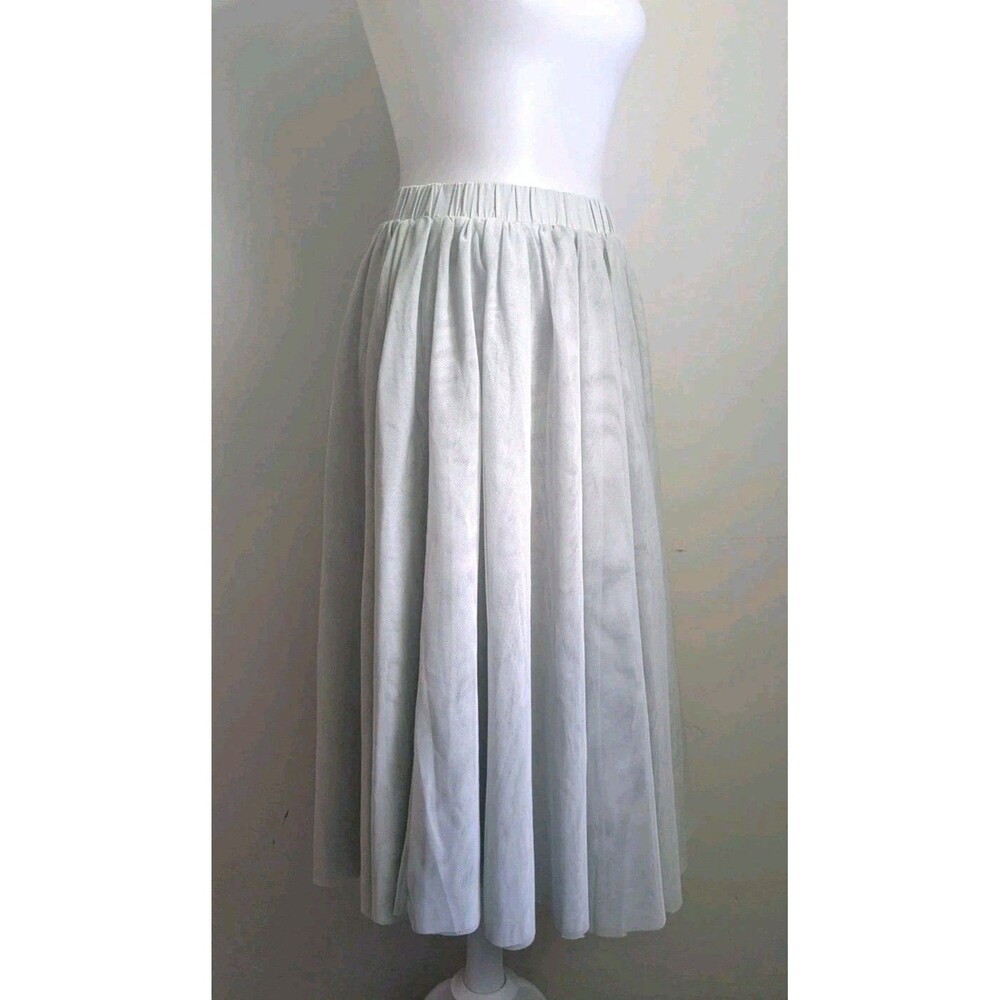 NWT Gray Tulle Midi Skirt Sheer Mesh Fairycore Whimsy M Pull On Balletcore Boho - Picture 2 of 12